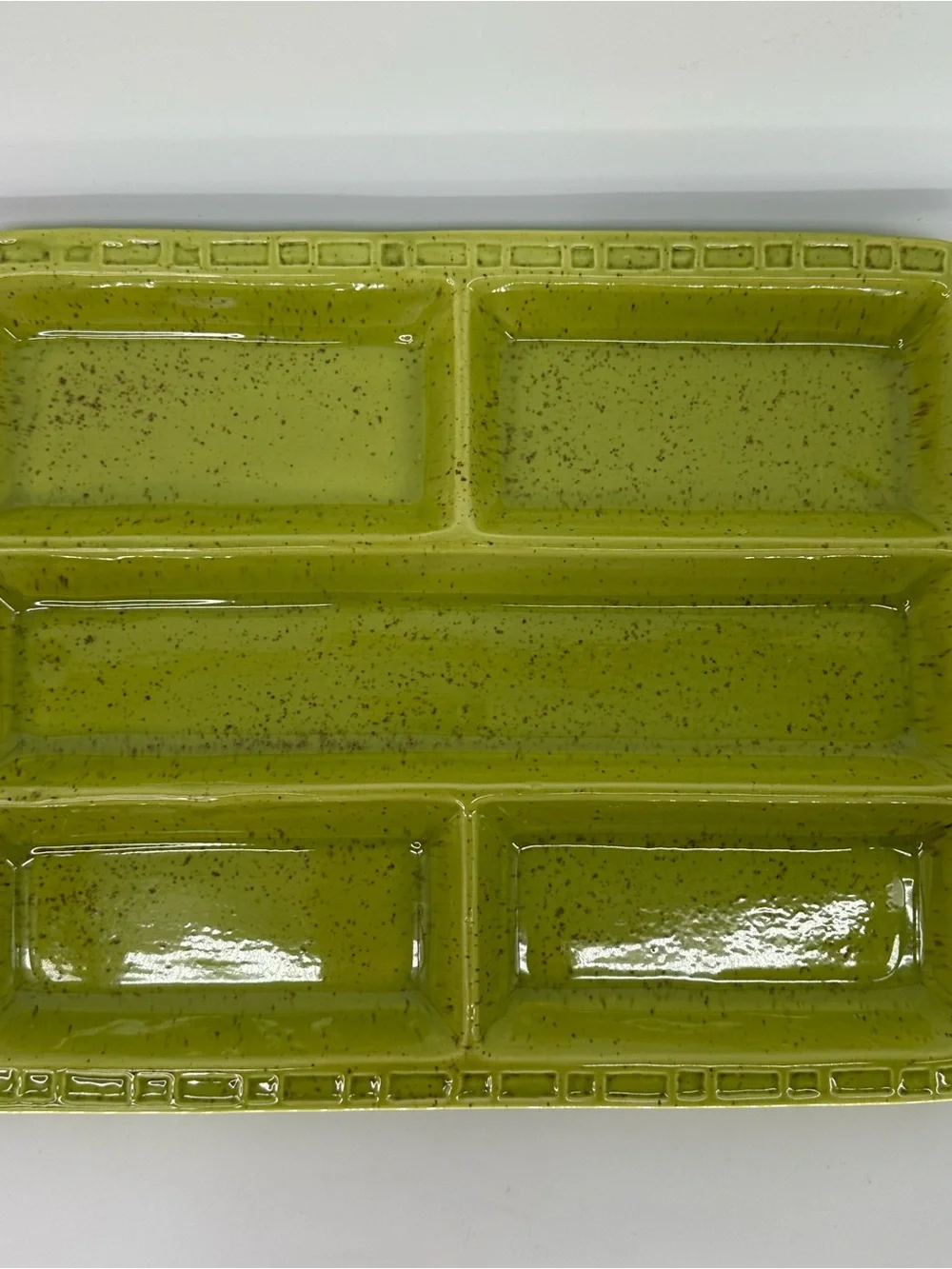 Made in California Green Ceramic Sectioned Serving Tray